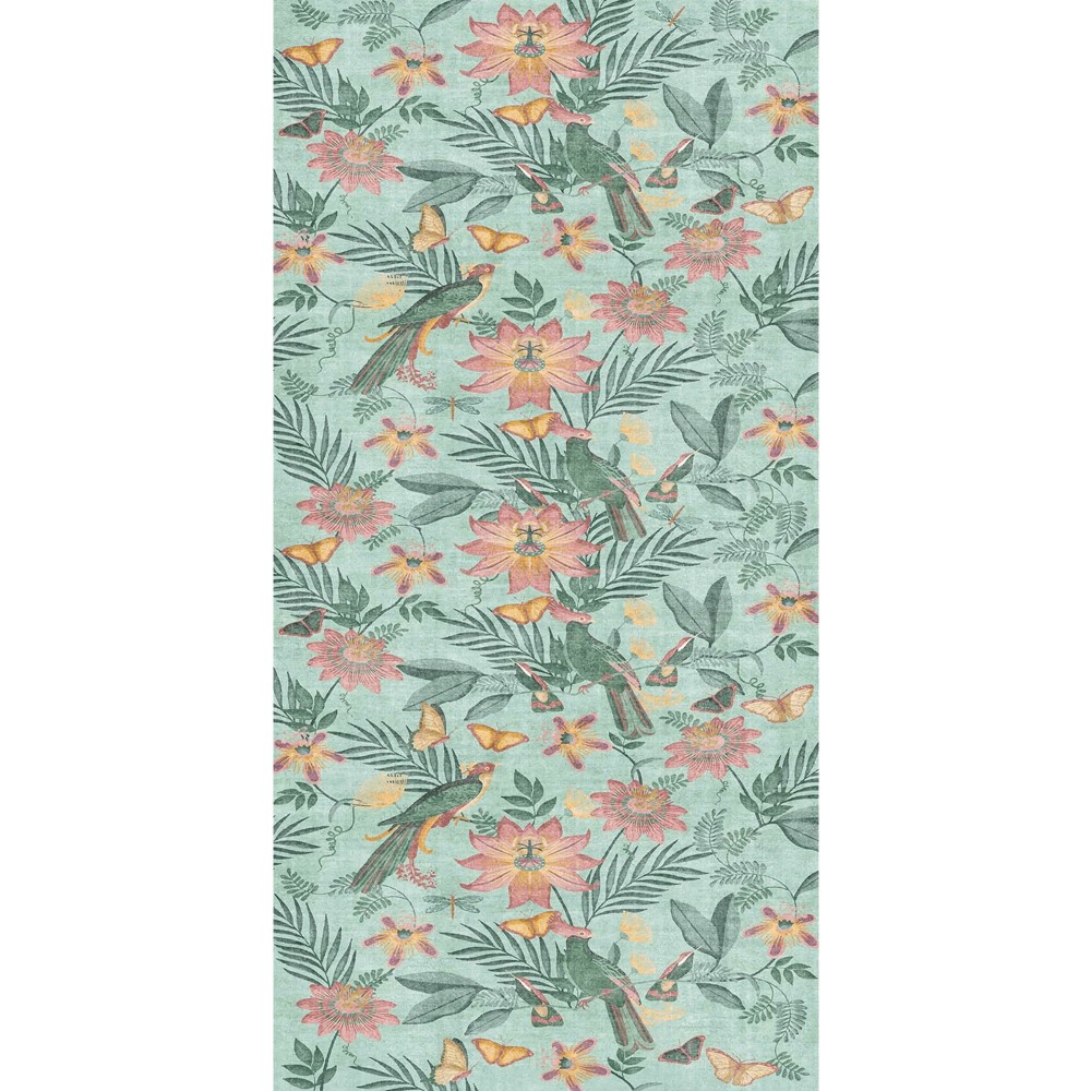 Amaya Tropical Birds Botanical Washable Runner Rugs by Catherine Lansfield in Green